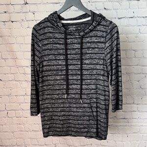 Calvin Klein Charcoal & Black Striped Hooded Pullover